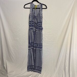 Green Dragon Blue and White Patterned Boho Jumpsuit Sz S